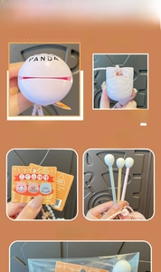 Macro view of panda keychain accessories and soft eco-friendly silicone components