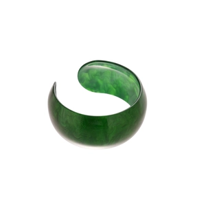 Green marble pattern acrylic cuff bracelet with open design for a stylish minimalist look