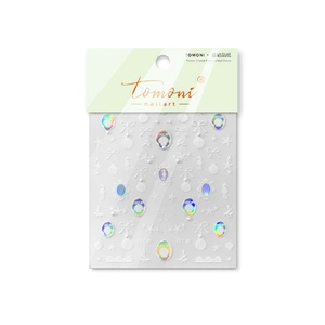 3D ocean-themed nail art stickers with seashell and seahorse crystal designs