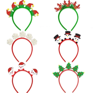 Lot de six serre-têtes de Noël avec chapeaux d'elfe, bois de renne et bonshommes de neige
