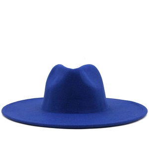 Wide Brim Fedora Hat Faux Wool Felt Solid Color Retro Jazz Cap Elegant Classic Style For Men Women