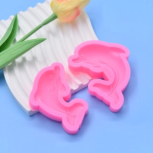 Pink silicone dolphin cake mold set for ocean themed dessert decoration, DR-0097 model