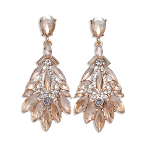 Vintage palace style drop earrings with champagne crystals and rose gold finish