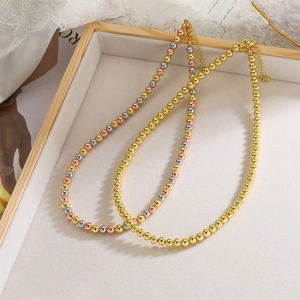 Elegant Simulated Artificial Baroque Pearl And Copper Bead Adjustable Necklace For Women French Minimalist Style Vintage Gold Color