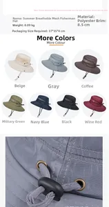 Detail view of adjustable drawcord and mesh texture on lightweight outdoor fishing hats