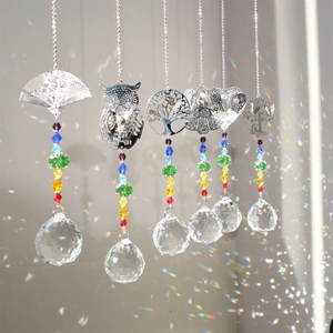 Crystal Suncatcher Hanging Ornament With K9 Crystal Prism Ball Rainbow Maker For Window Home Decor Tree Of Life Owl Angel