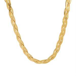 Elegant triple-woven gold snake chain necklace made of durable titanium steel for women