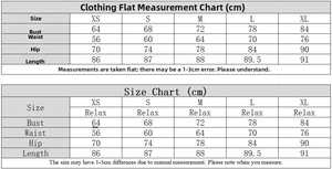 Detailed size chart in centimeters for the bodycon mini dress showing bust and waist