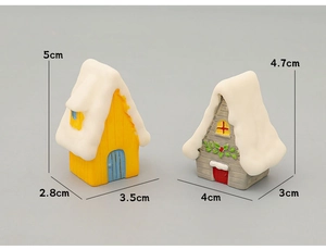 Detailed size specifications for miniature dollhouse snow cottages for Christmas decor