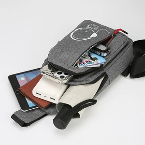 Luminous astronaut grey crossbody sling bag for men and boys with multi-layer large storage