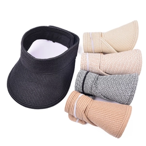 Foldable woven sun visor for women in multiple colors with roll-up portable design