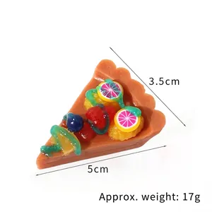 Porte-clés pizza miniature en PVC avec garnitures de fruits et détails réalistes
