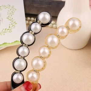 Elegant banana hair clips with pearls and rhinestones in black and gold colors
