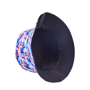Cappello da pescatore reversibile con stampa tie-dye vivace e fodera nera pura