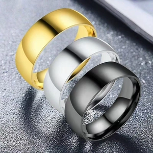 Stainless Steel Ring Plain Band Minimalist Simple Polished Brushed Jewelry For Men Women Trendy Cool Smooth Unisex