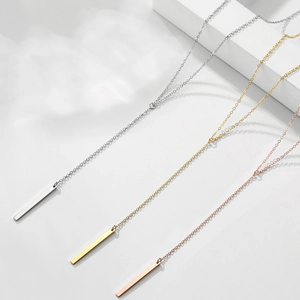 Minimalistische Stabanhänger Halsketten in Gold Silber und Roségold in der Dreier-Kombi