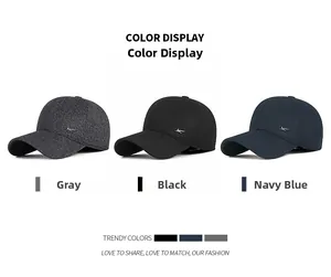 Detailed comparison of grey, black, and navy blue thermal baseball caps with metal logos