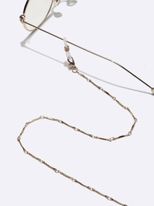 Minimalist gold metal eyeglass chain with lobster clasps and silicone loops