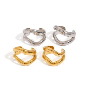Minimalist Stainless Steel Wavy Ear Cuffs For Women Gold Silver Plated Irregular Geometric Line Non Pierced Earrings Jewelry