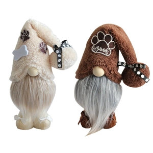 Standing faceless dog gnome plush dolls with bone patterns and woof embroidery