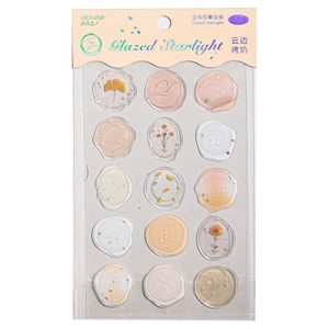 Glazed starlight 3D sealing wax stickers with laser gold foil for DIY scrapbooking
