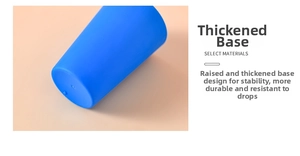 Detail of the thickened reinforced bottom on a blue durable matte educational stackable cup