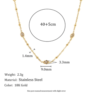 Collier minimaliste en acier inoxydable plaqué or 18K avec pendentifs en zircon marquise