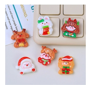 Detailed view of 6 Christmas resin charms for DIY cream glue hair clips and crafts