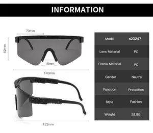 Detailed dimensions of sport cycling sunglasses with 70mm lens width and PC frame specs