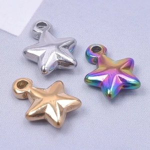 Star-shaped stainless steel charms in gold, silver and rainbow for DIY jewelry making