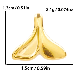 Polished 18k gold plated 304 stainless steel fishtail charm pendant with dimensions