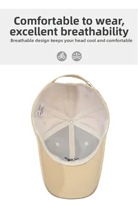 Détail de l'intérieur d'une casquette en coton avec trous d'aération et bandeau