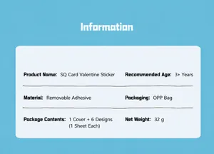 Specifications for Valentine's Day cartoon heart stickers with detailed product parameters