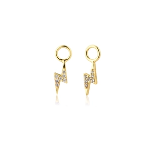 Elegant 925 sterling silver gold-plated lightning bolt earrings with sparkling crystals