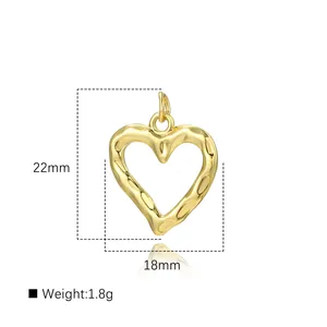 Detailed dimensions of 18k gold plated vintage heart pendant measuring 22mm by 18mm