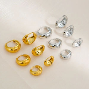 Chunky Hoop Earrings Stainless Steel High Polished Minimalist Teardrop Huggie Earrings Retro Fashion Jewelry For Women Men