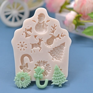 Christmas Silicone Mold Snowman Reindeer Snowflake Tree Baking DIY Cake Decoration Chocolate Fondant Crafting Holiday