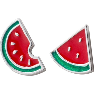 Summer S925 sterling silver watermelon stud earrings with red enamel finish
