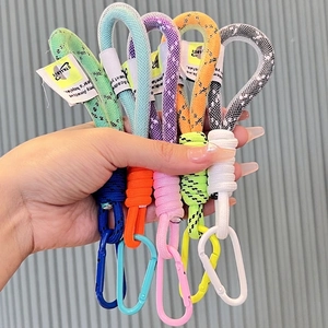 Woven Paracord Keychain With Metal D-Ring Carabiner Fashion Colorful Braided Bag Charm For Car Keys And Backpack