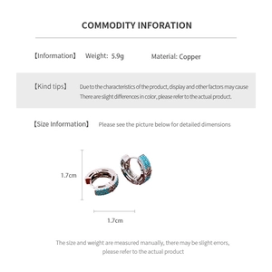 Spécifications de taille pour boucles d'oreilles argentées 1,7cm avec pierres turquoises