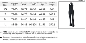 Size chart for the halter neck flared jumpsuit showing bust, waist, and hip measurements
