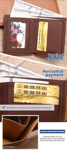 Detailed interior of brown leather men's wallet with multiple card slots and dual cash pockets
