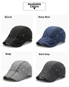 Mesh breathable sports caps for men in black, navy, and grey with side sport logo