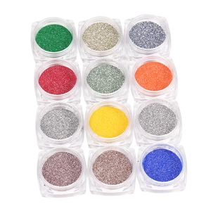 Set di 12 polveri glitter riflettenti per unghie in barattoli trasparenti per manicure