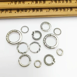 Vintage silver-plated DIY jewelry connectors with engraved snake and rope patterns