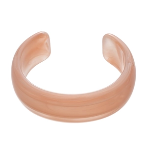 Retro marble texture nude pink acrylic open cuff bracelet with minimalist geometric style