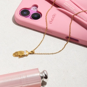 Collier en acier inoxydable plaqué or 18k avec pendentif palmier et perles nacrées