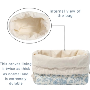Detail view of the durable double-thick canvas lining inside the quilted bear pouch