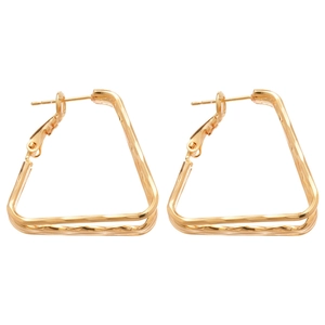 18k gold plated geometric triangle drop earrings with minimalist metal design