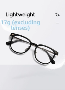 Lightweight square metal frame glasses weighing 17g with floating feather concept